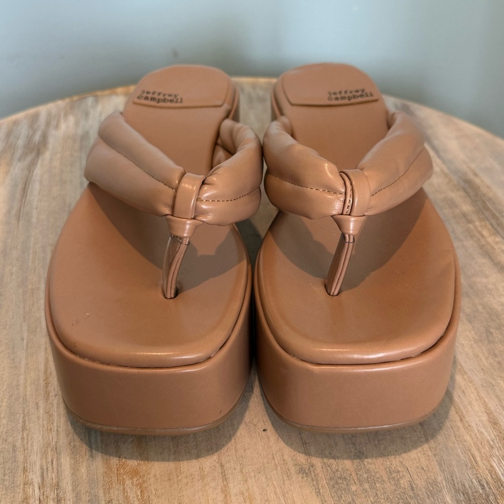 Jeffrey Campbell Brown/Tan platform slip on sandal flip flops size 7 - Picture 11 of 12